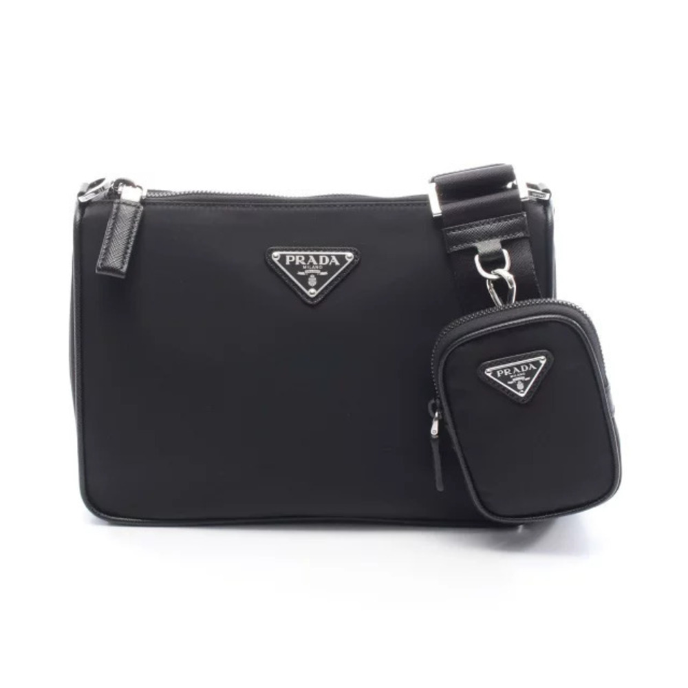 Prada SAFFIANO TRAVEL Shoulder Bag Leather Black